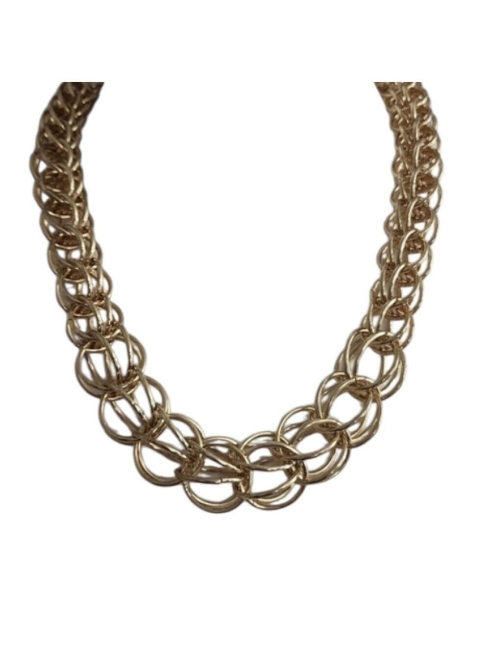 Gold Tone Chain Link Statement Necklace